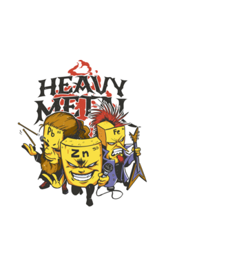 Elemente Heavy Metal model alb pe tricou