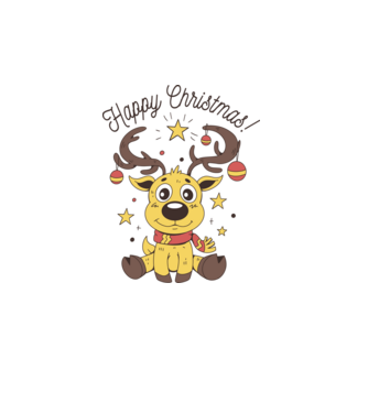Happy Christmas Reindeer Alb model alb pe tricou