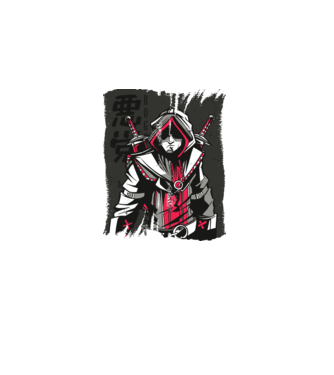 Războinic Anime model alb pe tricou