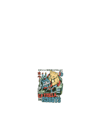 Catzilla Vs Robots model alb pe tricou