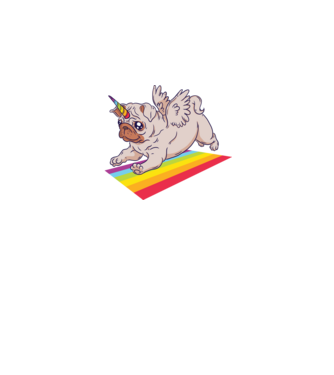 Pugicorn - mops unicorn model  pe tricou