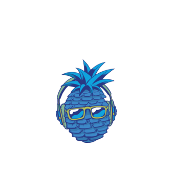 Ananas albastru cu căști model gri pe tricou