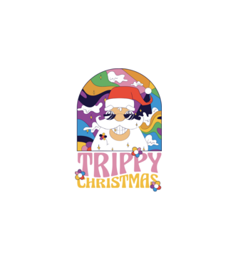 Trippy Christmas model negru pe tricou