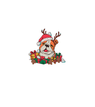 Bulldog de Crăciun model albastru deschis pe tricou