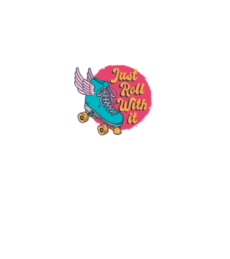 Just Roll with it - patine cu rotile model albastru închis pe tricou