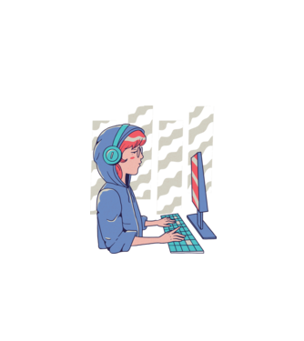 Anime Programator fată model albastru închis pe tricou