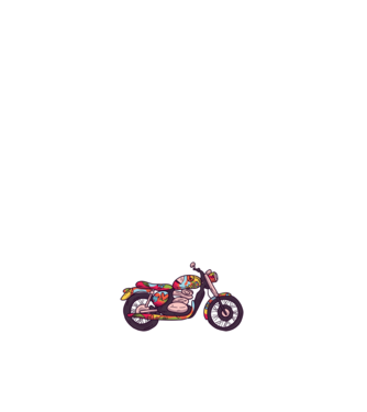 Motociclist Hippi model alb pe tricou