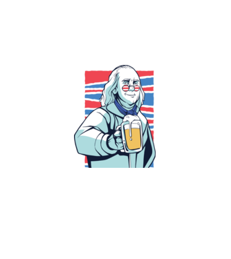 Benjamin Franklin Beer model alb pe tricou