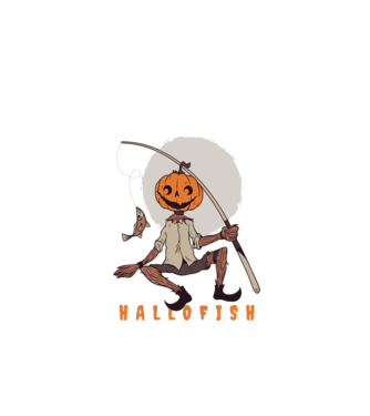 Hallofish - Pescar Halloween model negru pe tricou