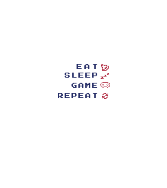 Eat Sleep Game Repeat model alb pe tricou