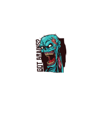 Got Brains? Cap Zombie model alb pe tricou