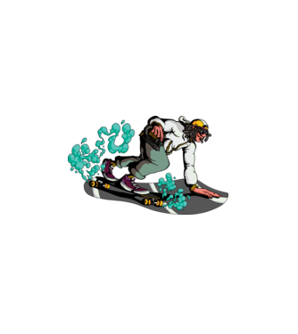 Longboard model alb pe tricou