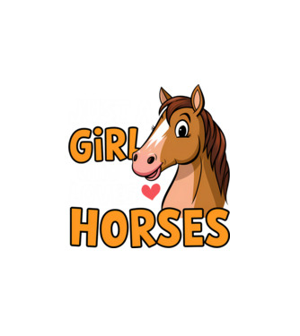 Just a girl who loves horses Negru model alb pe tricou