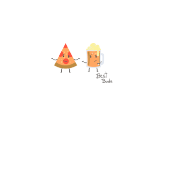 Best Buds - Pizza + Beer model gri pe tricou