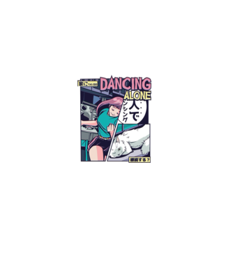 Anime Vaporwave Dancing Alone model roșu pe tricou