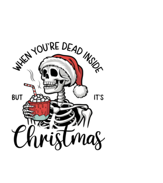 Dead inside, but it's christmas Alb model negru pe tricou