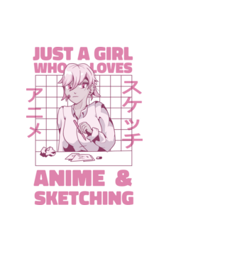 Doar o fată căreia îi place Anime și desenul model negru pe tricou