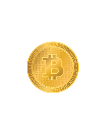 Monedă de aur Bitcoin model negru pe tricou