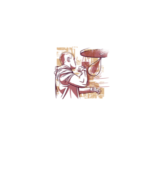 Pugilist model alb pe tricou