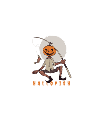 Hallofish - Pescar Halloween model negru pe tricou