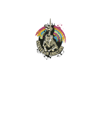 Schelet unicorn model alb pe tricou