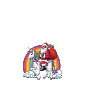 Moș Crăciun cool pe un unicorn 2 model negru pe tricou