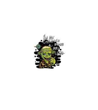 Alien drogat model alb/roșu pe tricou
