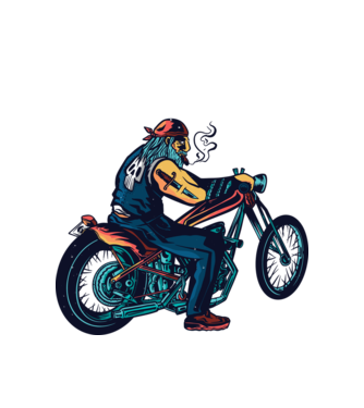 Motociclist Chopper model alb pe tricou