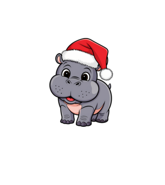 Crăciun Hippo model alb pe tricou