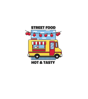 Foodtruck model albastru deschis pe tricou