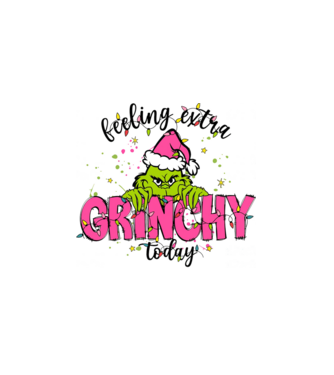 Feeling extra Grinchy today model alb pe tricou