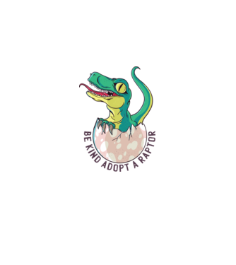 Be kind adopt a Raptor tricou cu dinozaur model alb pe tricou
