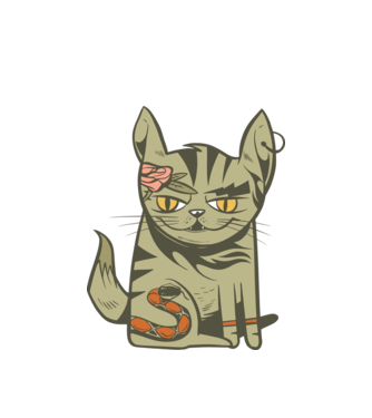 Pisoi tatuat model alb pe tricou
