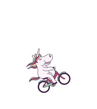 unicorn cu bicicletă model nisipiu pe tricou