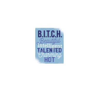 B.I.T.C.H. - Tricou cu inscripție amuzantă model albastru jeanși pe tricou