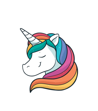 Cap de unicorn model alb pe tricou