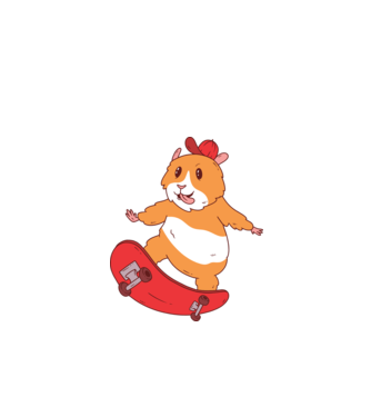 Hamster Skateboarder model turcoaz pe tricou