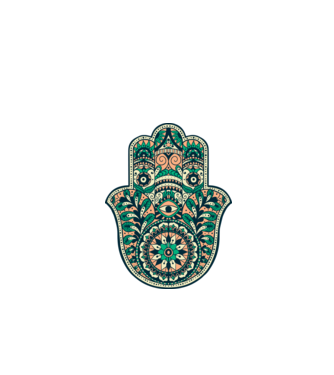 Mână Hamza - Mâna lui Dumnezeu Mandala model alb pe tricou