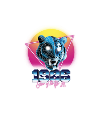1986 Year of the Tiger model alb pe tricou