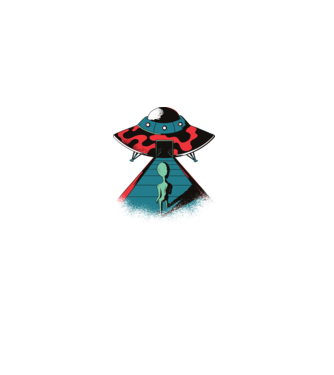 Alien Ufo model negru pe tricou