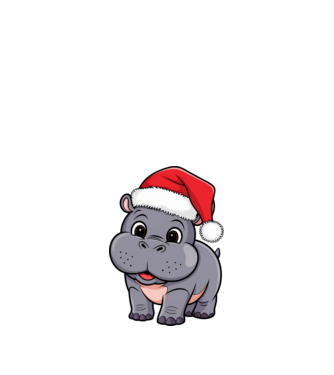 Crăciun Hippo model alb pe tricou
