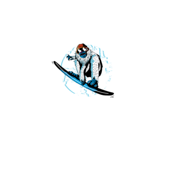 Yeti Snowboarder model alb pe tricou