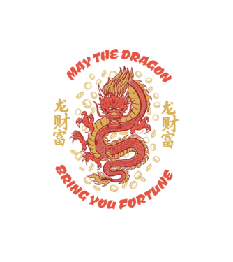 Dragon chinezesc norocos model alb pe tricou