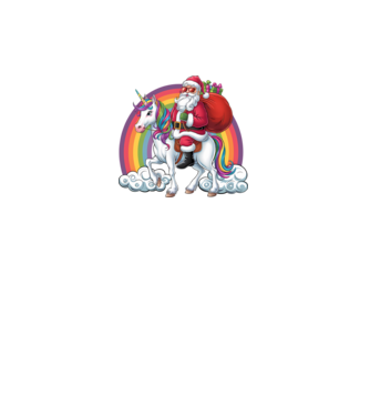 Moș Crăciun cool pe un unicorn 2 model negru pe tricou