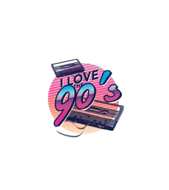 I love the 90s Casetă model turcoaz pe tricou