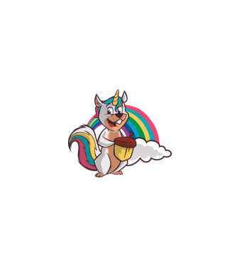 Unicorn drăguț Veveriță model alb pe tricou