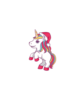 Unicorn de Crăciun model alb pe tricou