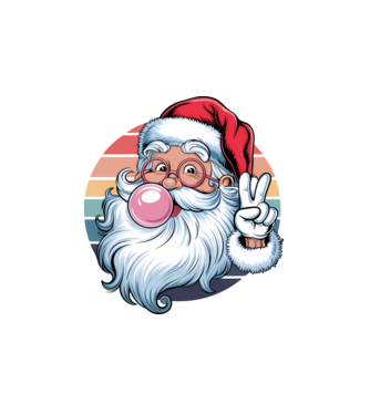 Bubble gum santa model alb pe tricou
