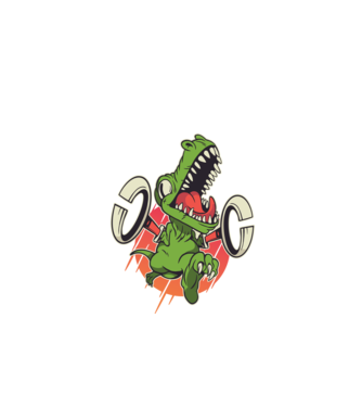 Dinozaur T-rex model verde de măr pe tricou
