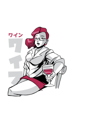 Anime fată cu vin model negru pe tricou